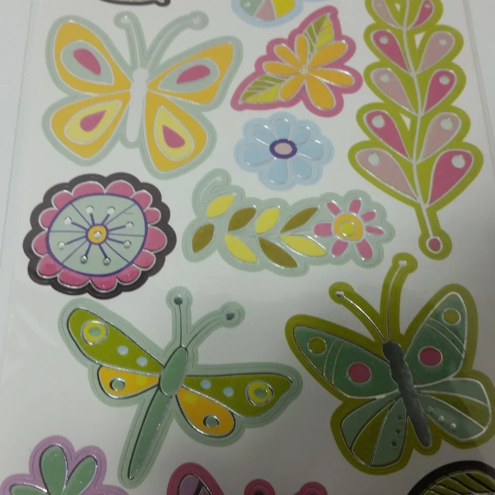 2 Spring Flowers & Butterfly Stickers Scrapbook